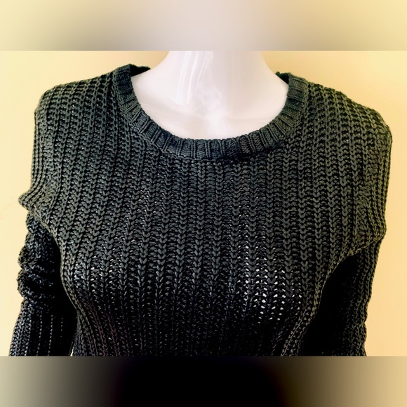 RUDSAK design shiny black acrylic knit crew neck long sweater top long sleeves - Picture 3 of 16